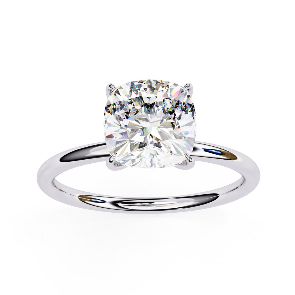 Cushion Diamond Solitaire Ring With Gold Band