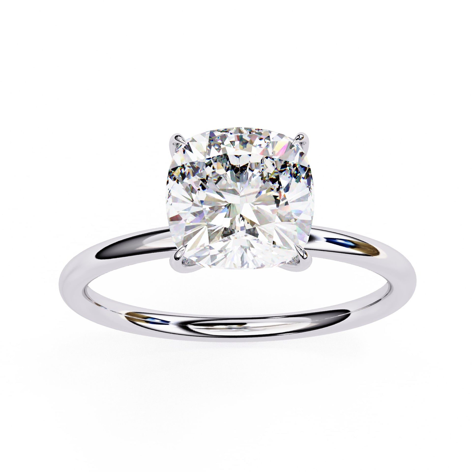 Cushion Cut Diamond Solitaire Ring With Gold Band