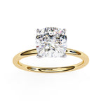 Cushion Diamond Solitaire Ring With Gold Band