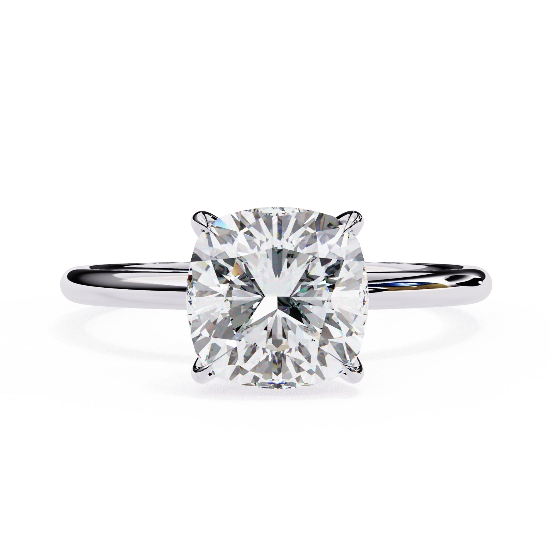 Cushion Cut Diamond Solitaire Ring With Gold Band