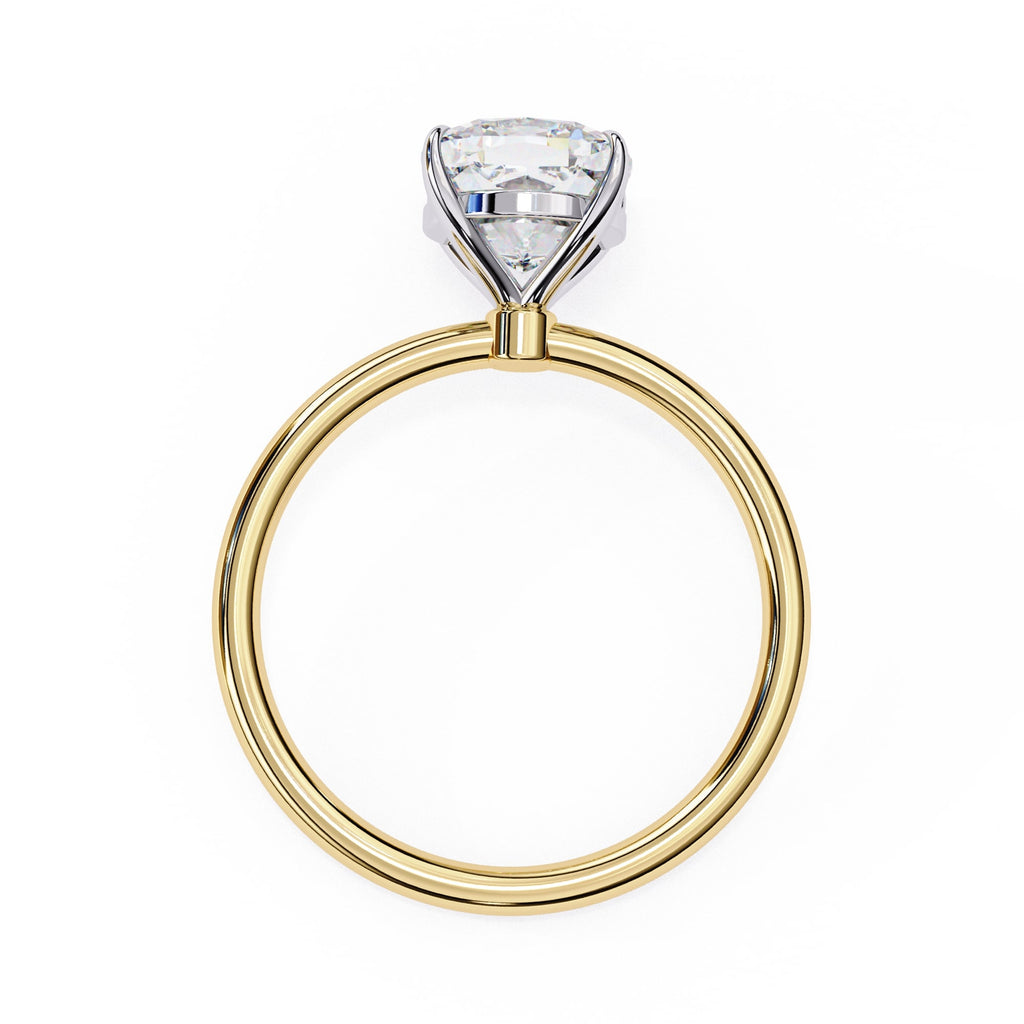 Cushion Diamond Solitaire Ring With Gold Band