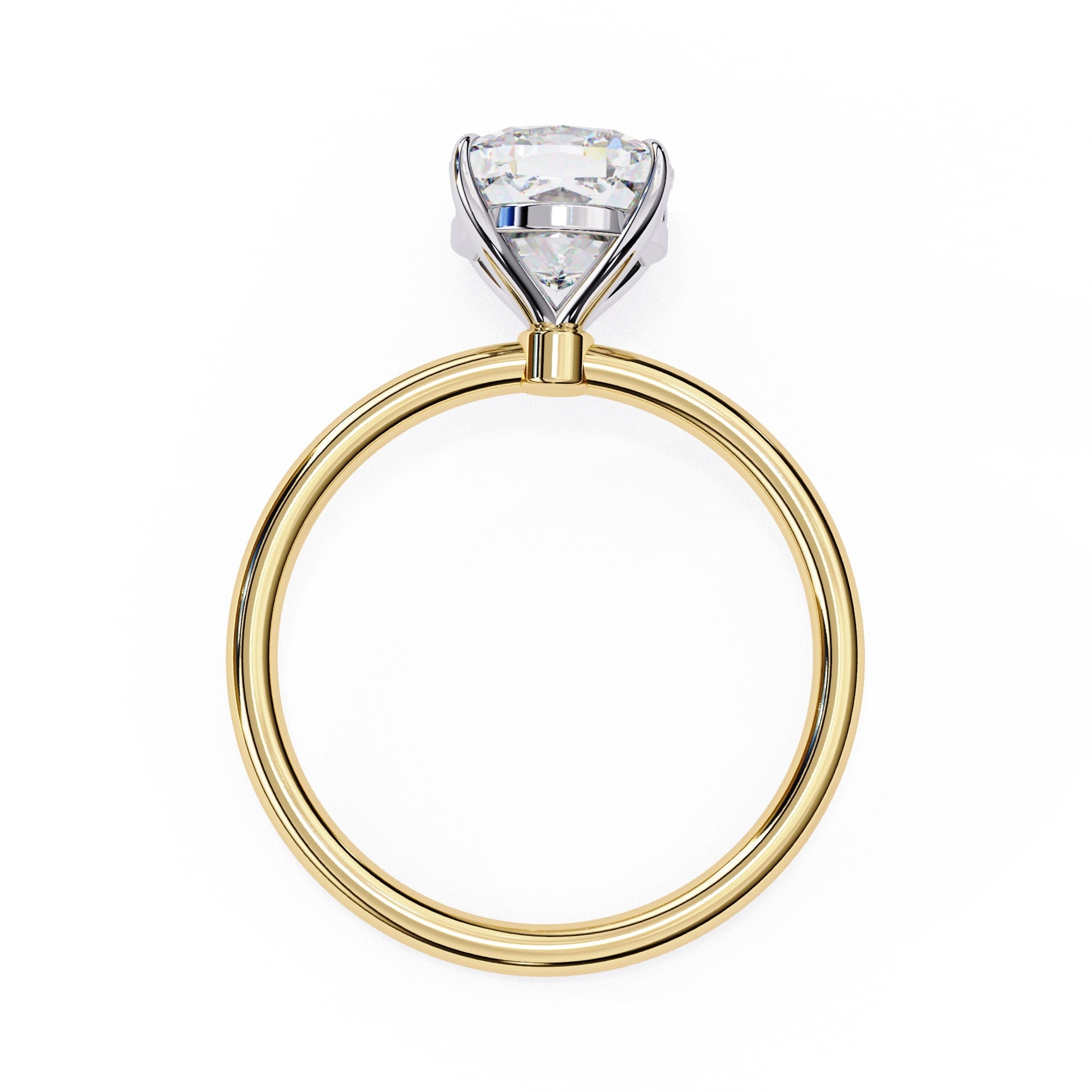 Cushion Diamond Solitaire Ring With Gold Band
