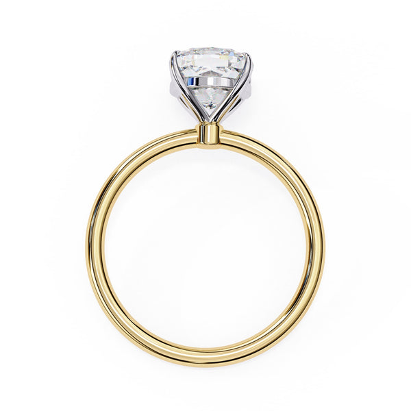 Cushion Cut Diamond Solitaire Ring With Gold Band