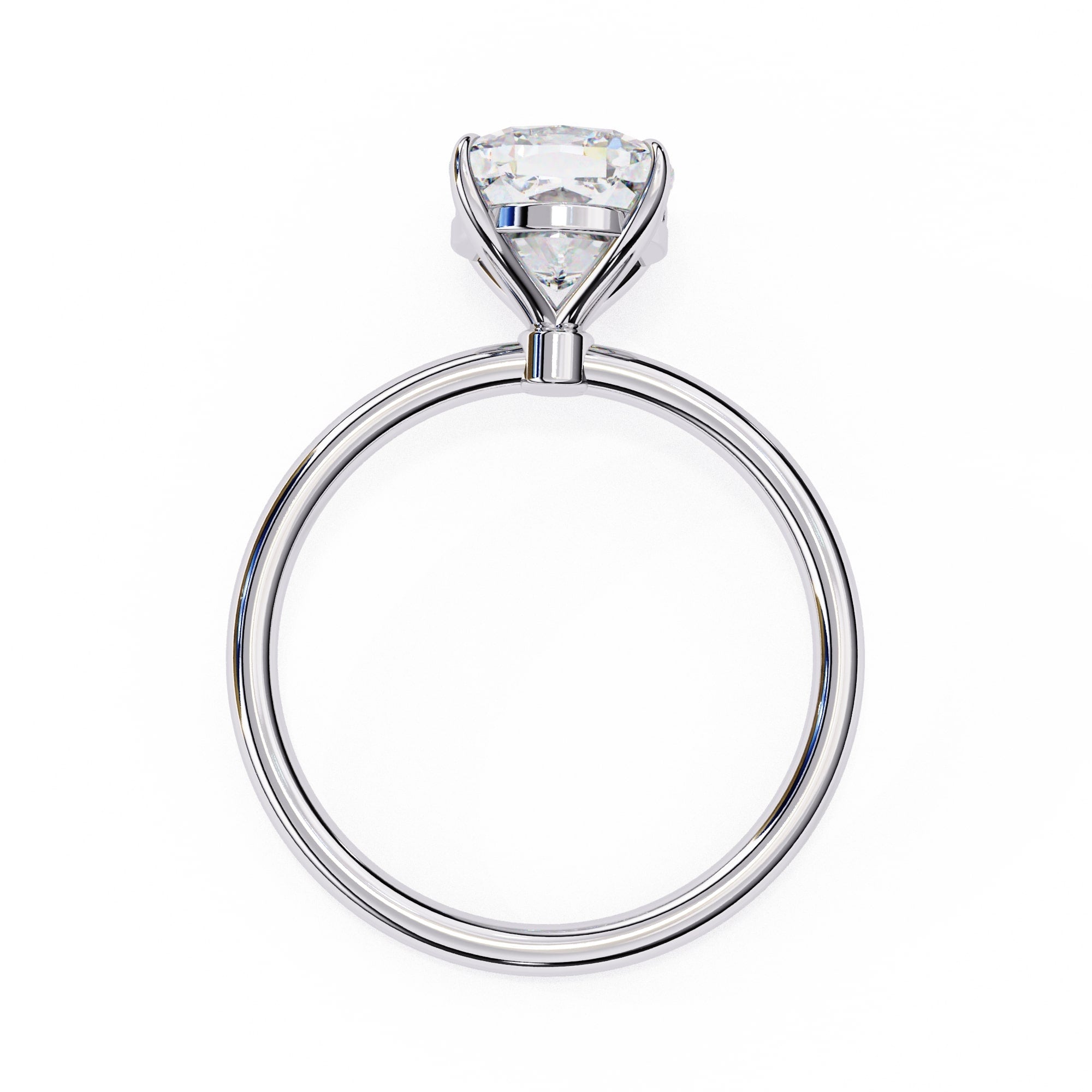 Cushion Diamond Solitaire Ring With Gold Band