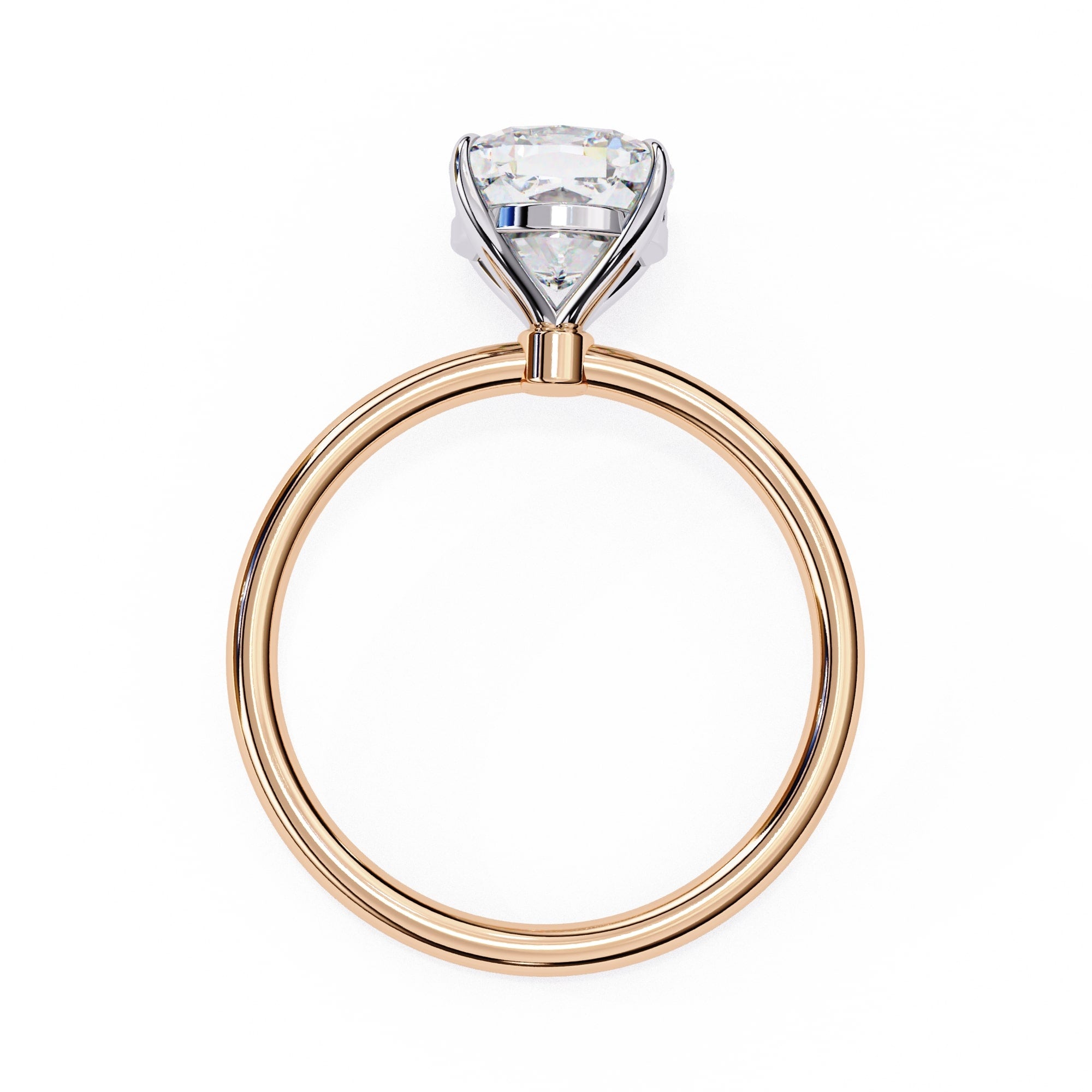 Cushion Diamond Solitaire Ring With Gold Band
