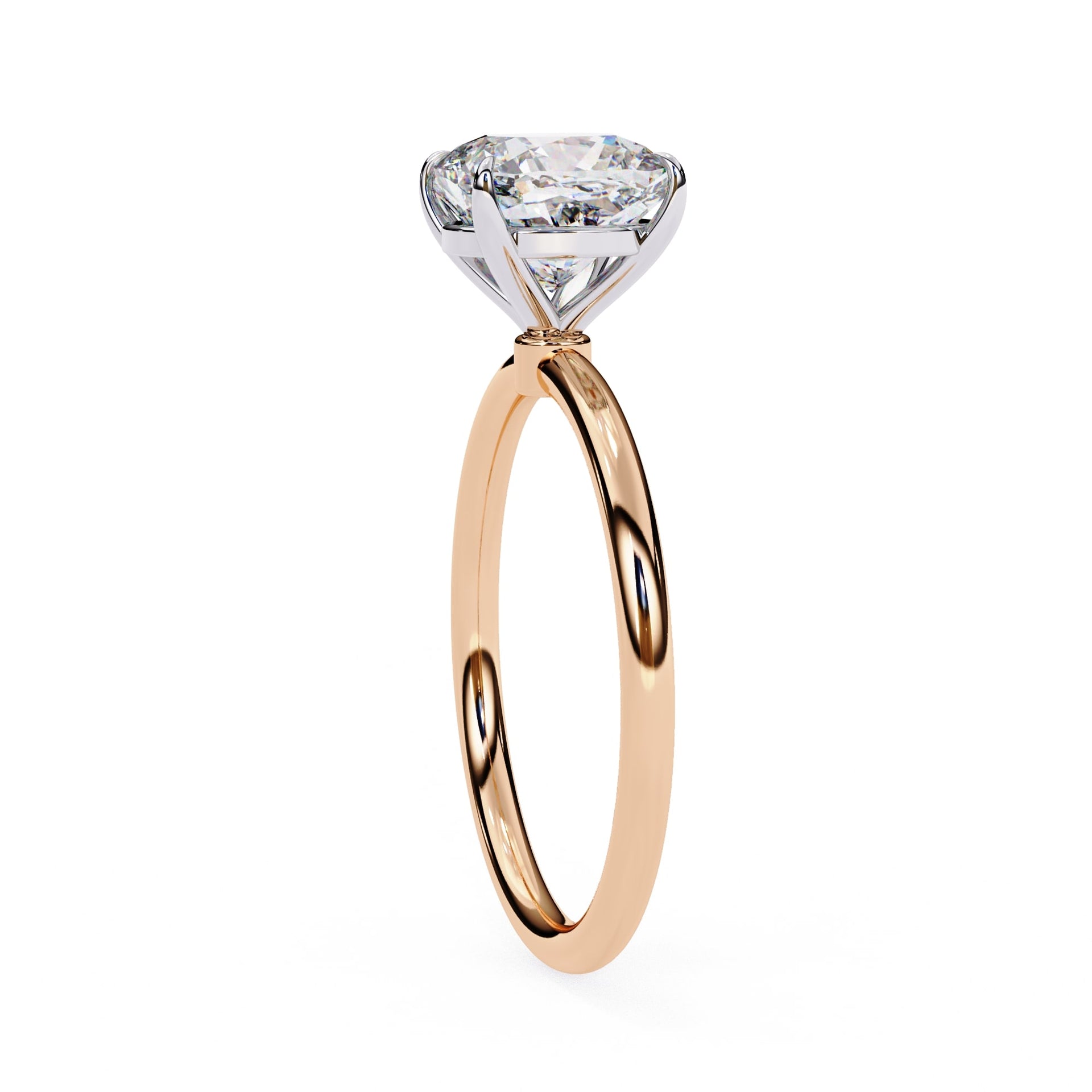 Cushion Cut Diamond Solitaire Ring With Gold Band