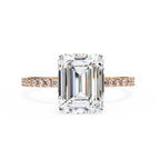 Lab Grown Emerald Diamond Solitaire Ring with Accent Stones