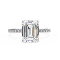 2.60 Carat Emerald Cut Lab Grown Diamond Side Stone Engagement Ring