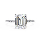 Lab Grown Emerald Diamond Solitaire Ring with Accent Stones