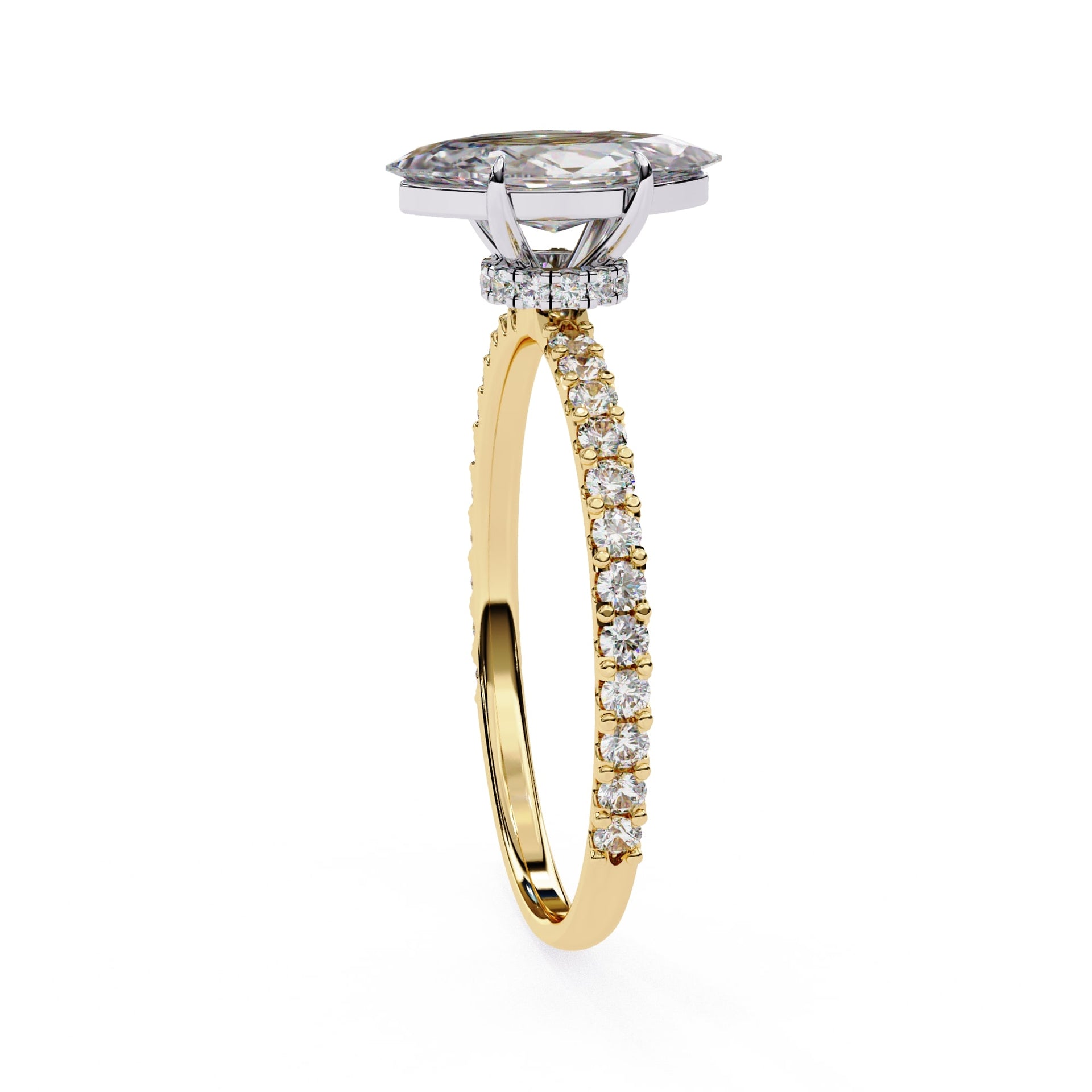 Marquise Diamond Solitaire Accent Engagement Ring