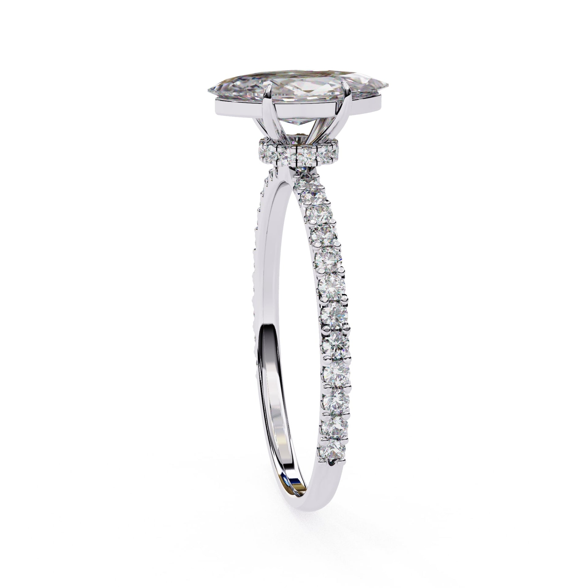 Marquise Diamond Solitaire Accent Engagement Ring