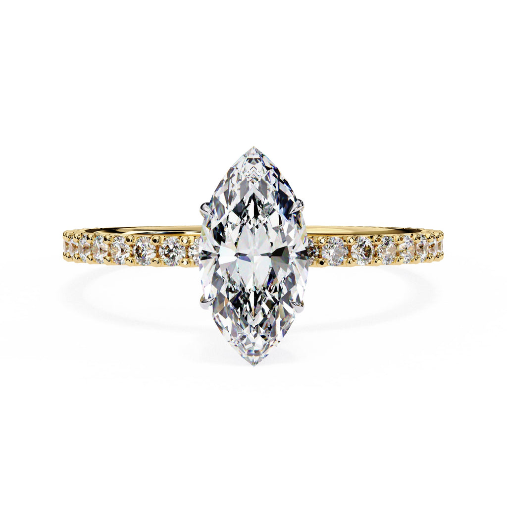 Marquise Diamond Solitaire Accent Engagement Ring