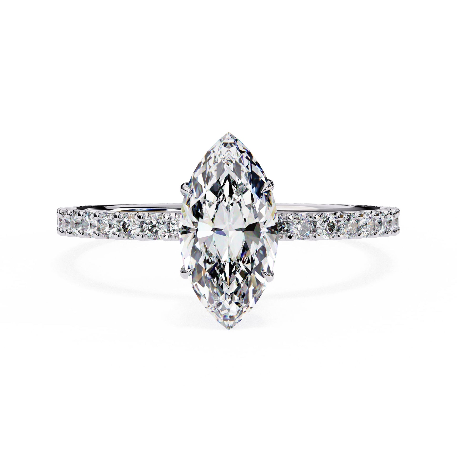 Marquise Diamond Solitaire Accent Engagement Ring