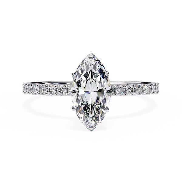 Marquise Diamond Solitaire Accent Engagement Ring