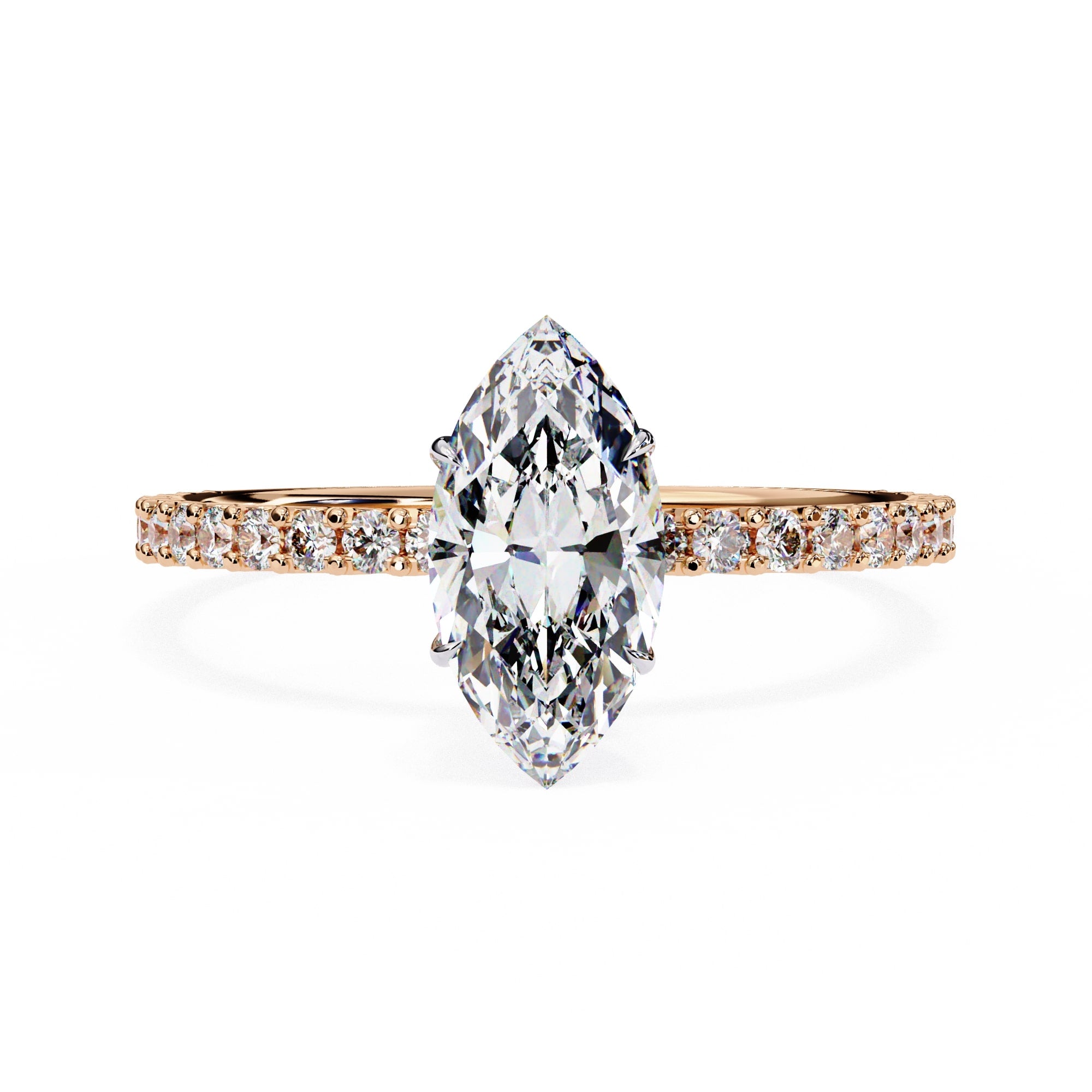 Marquise Diamond Solitaire Accent Engagement Ring
