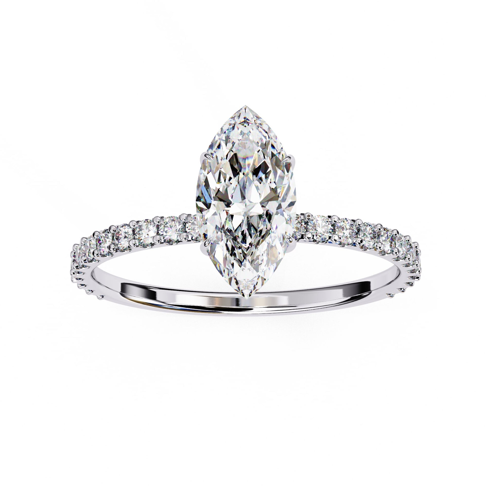 Marquise Diamond Solitaire Accent Engagement Ring