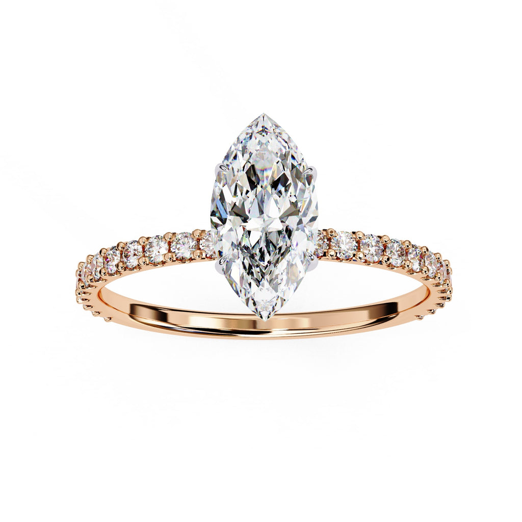 Marquise Diamond Solitaire Accent Engagement Ring