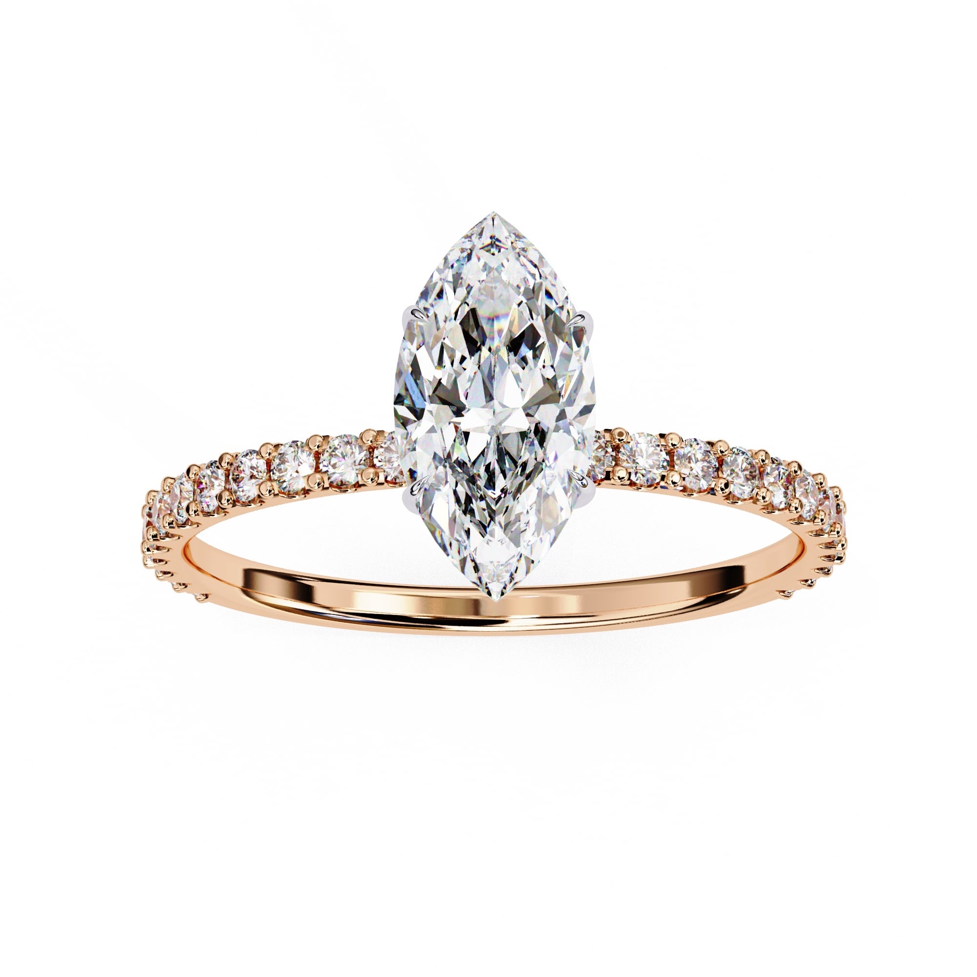 Marquise Diamond Solitaire Accent Engagement Ring