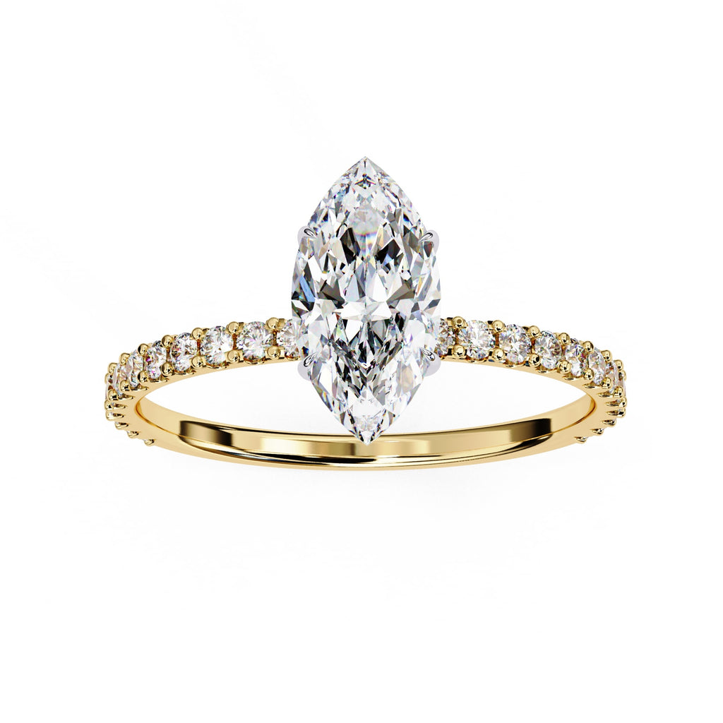 Marquise Diamond Solitaire Accent Engagement Ring