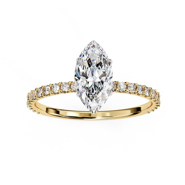 Marquise Diamond Solitaire Accent Engagement Ring
