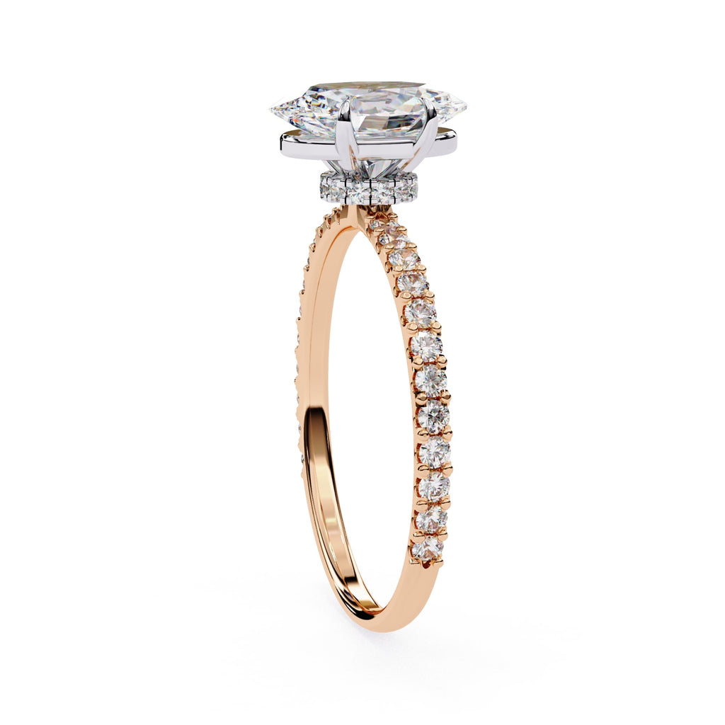 Modern Oval Cut Lab Diamond Solitaire Accent Ring