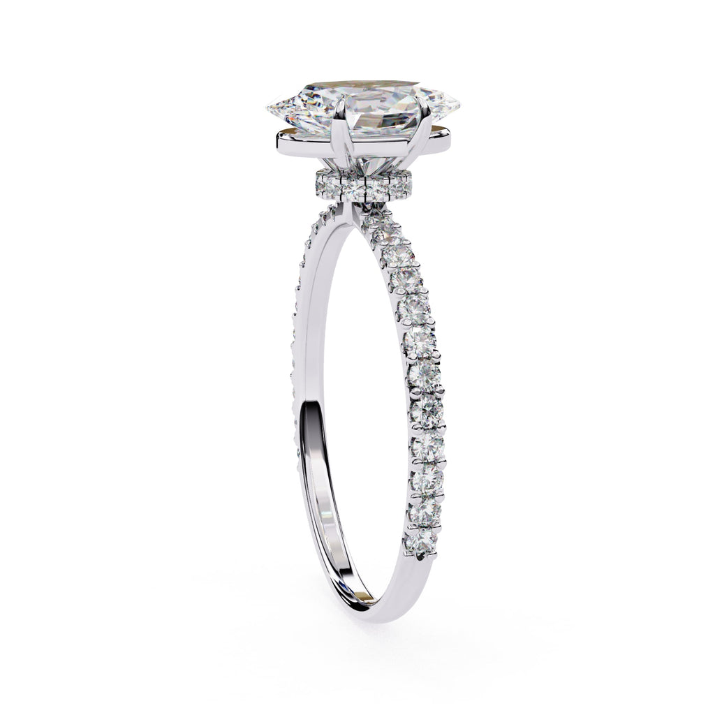 Modern Oval Cut Lab Diamond Solitaire Accent Ring