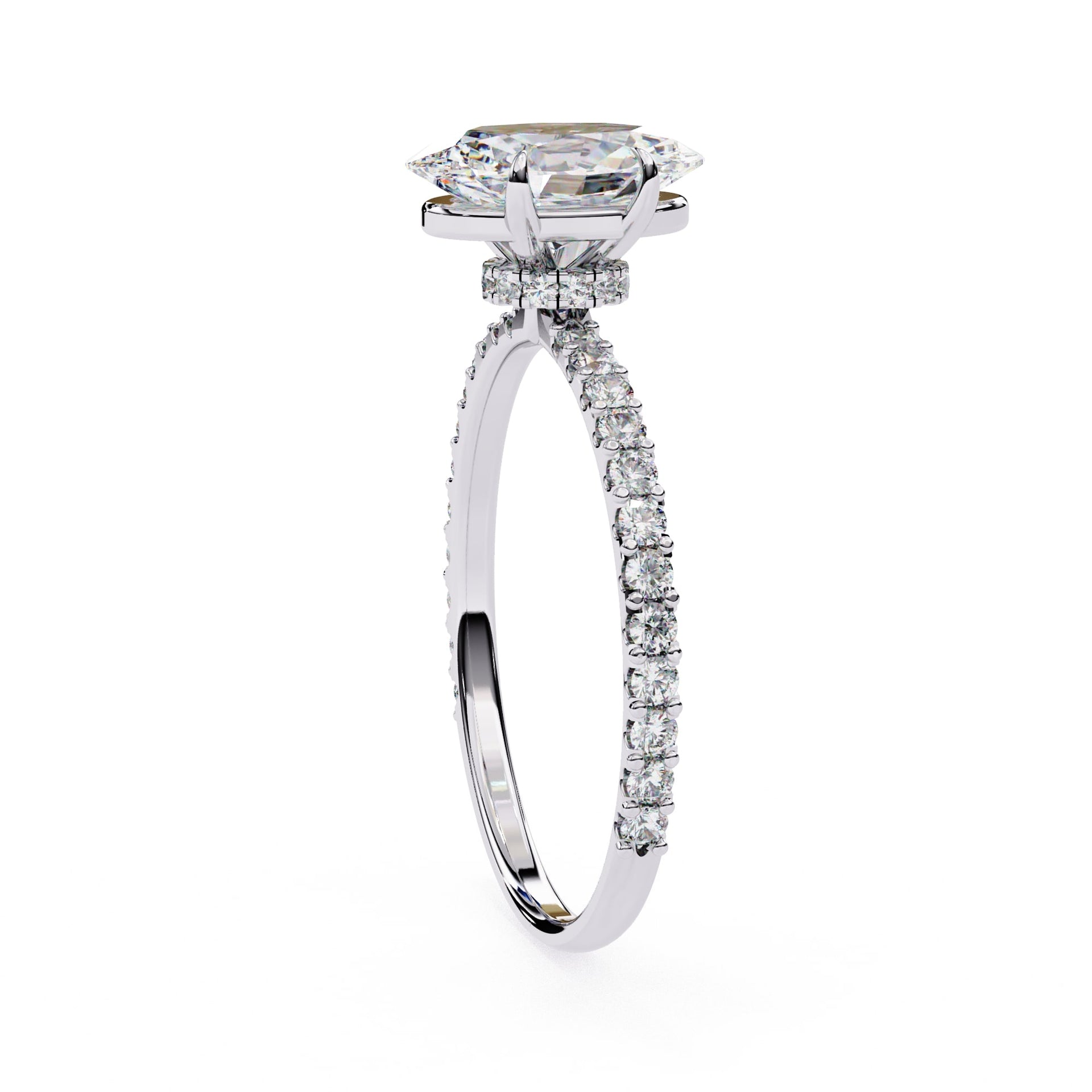 Modern Oval Cut Lab Diamond Solitaire Accent Ring