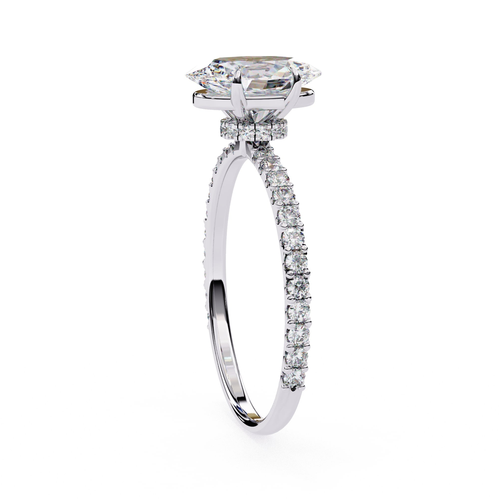 Modern Oval Cut Lab Diamond Solitaire Accent Ring