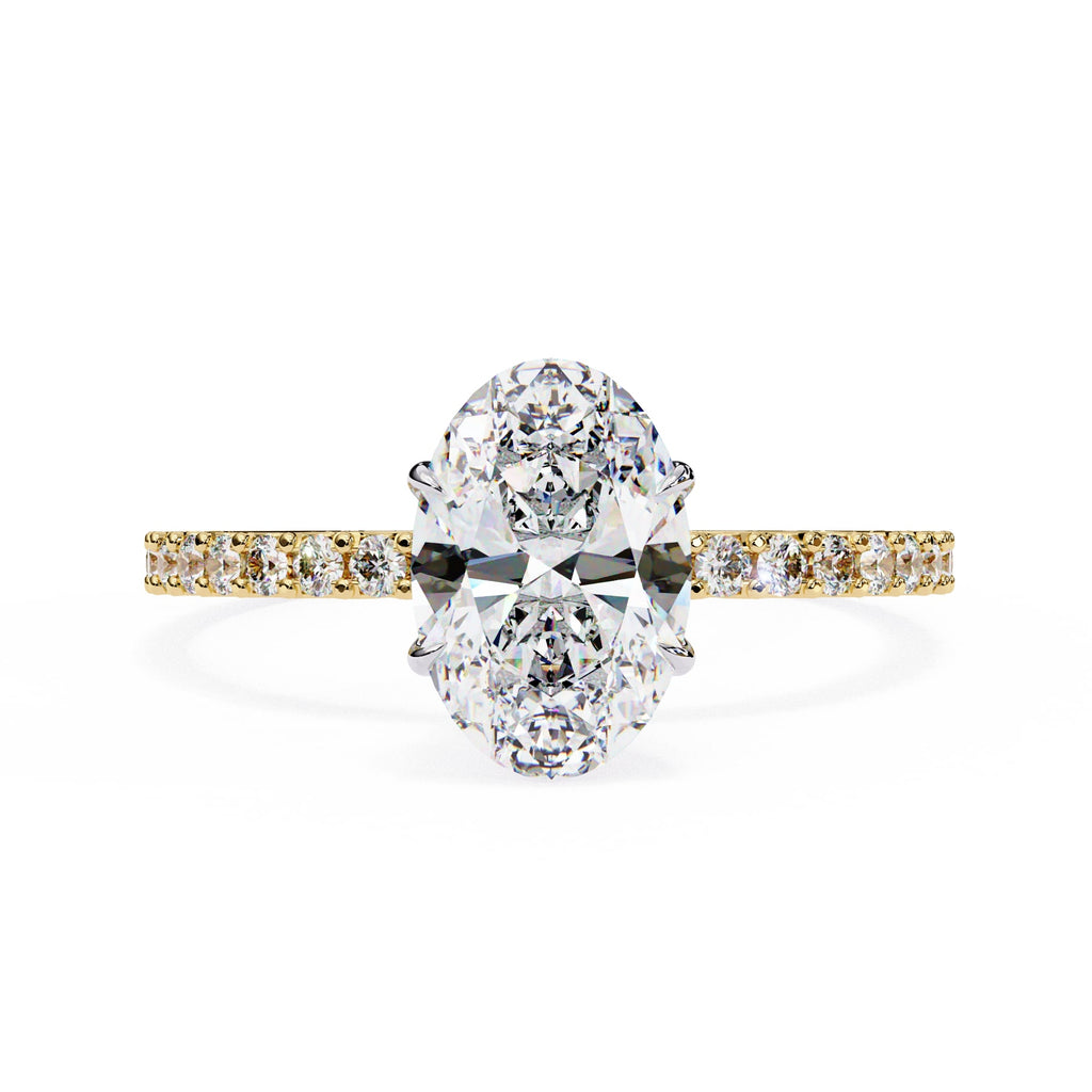 Modern Oval Cut Lab Diamond Solitaire Accent Ring