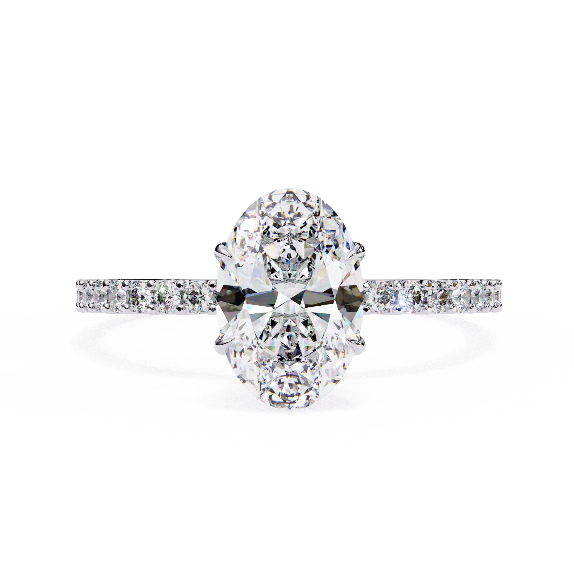 Modern Oval Cut Lab Diamond Solitaire Accent Ring