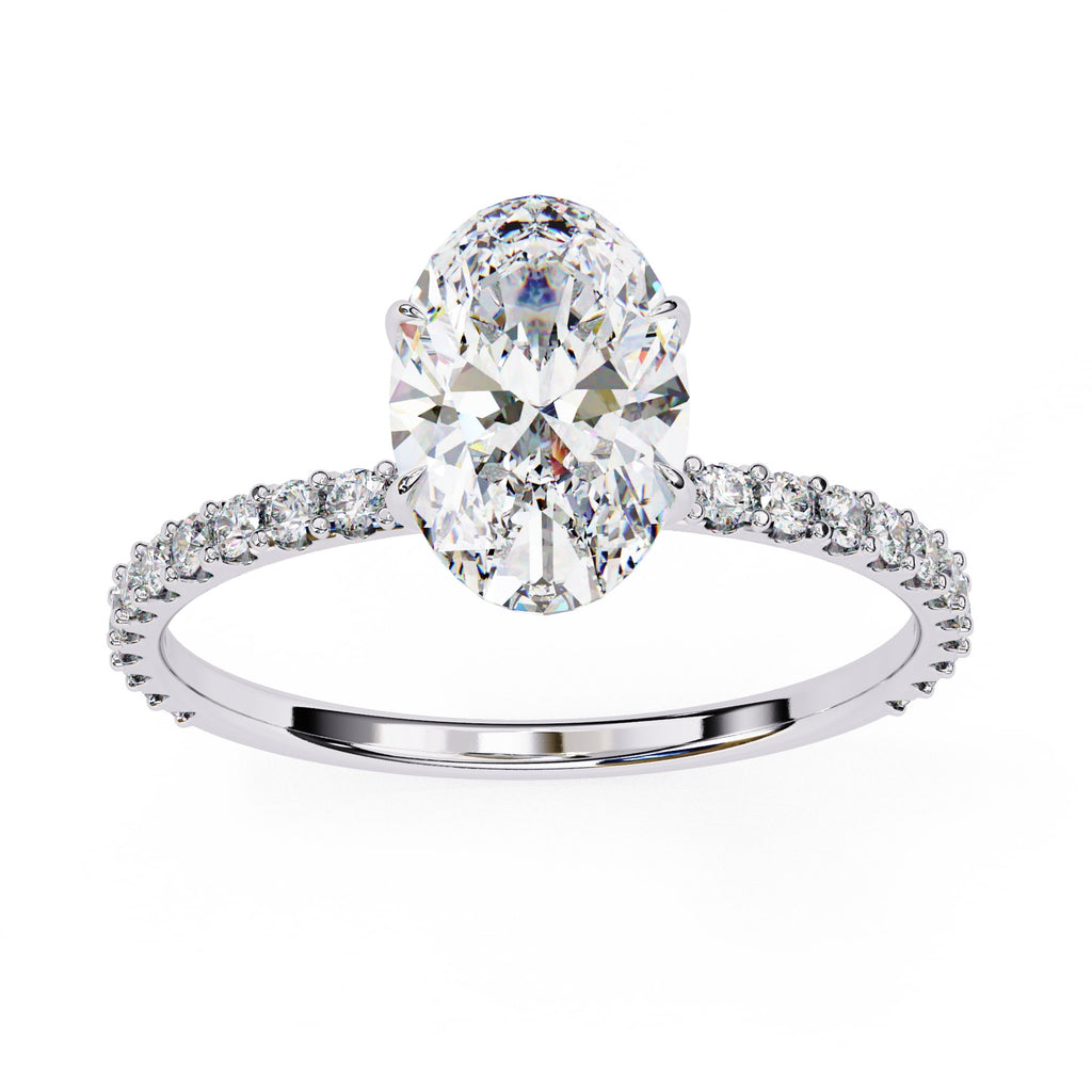 Modern Oval Cut Lab Diamond Solitaire Accent Ring