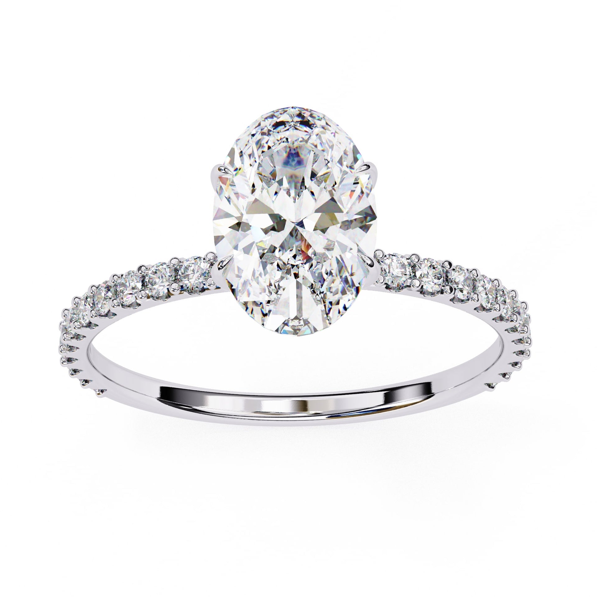 Modern Oval Cut Lab Diamond Solitaire Accent Ring