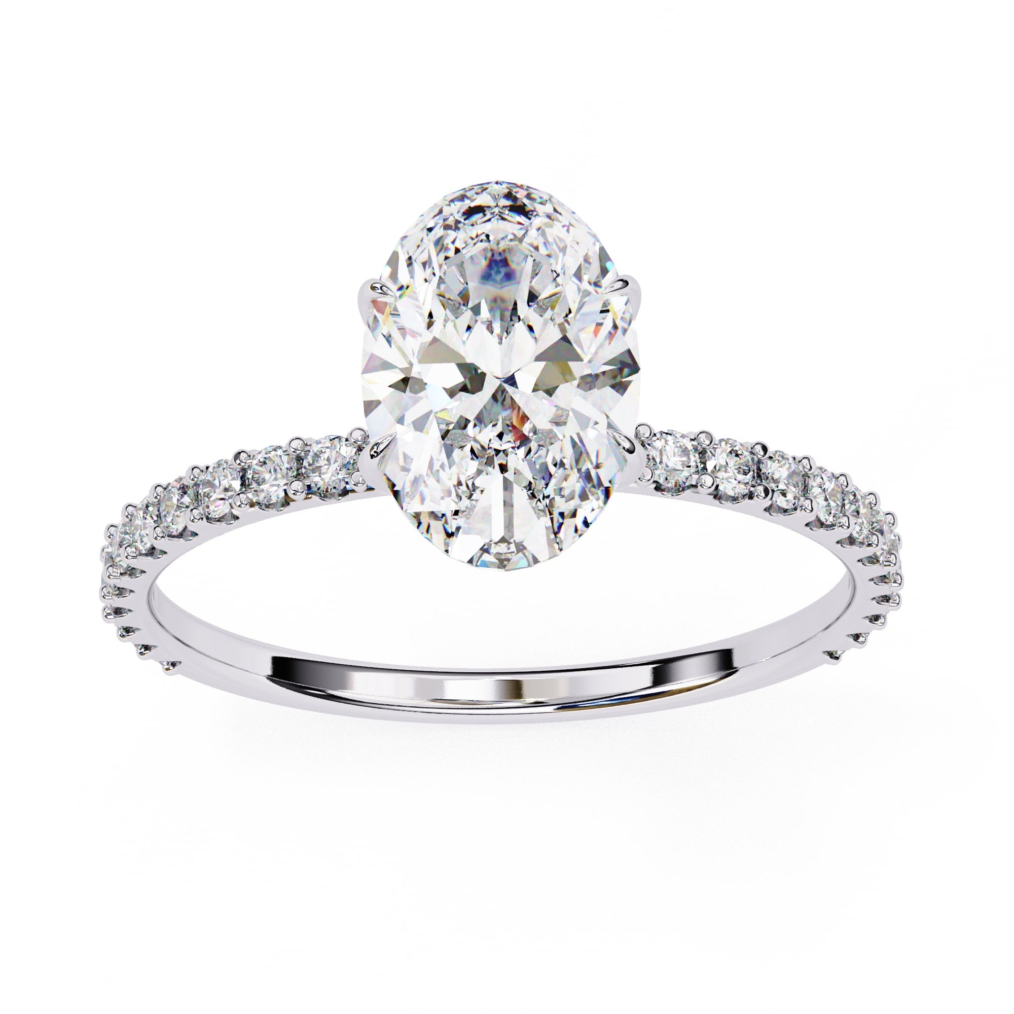 Modern Oval Cut Lab Diamond Solitaire Accent Ring