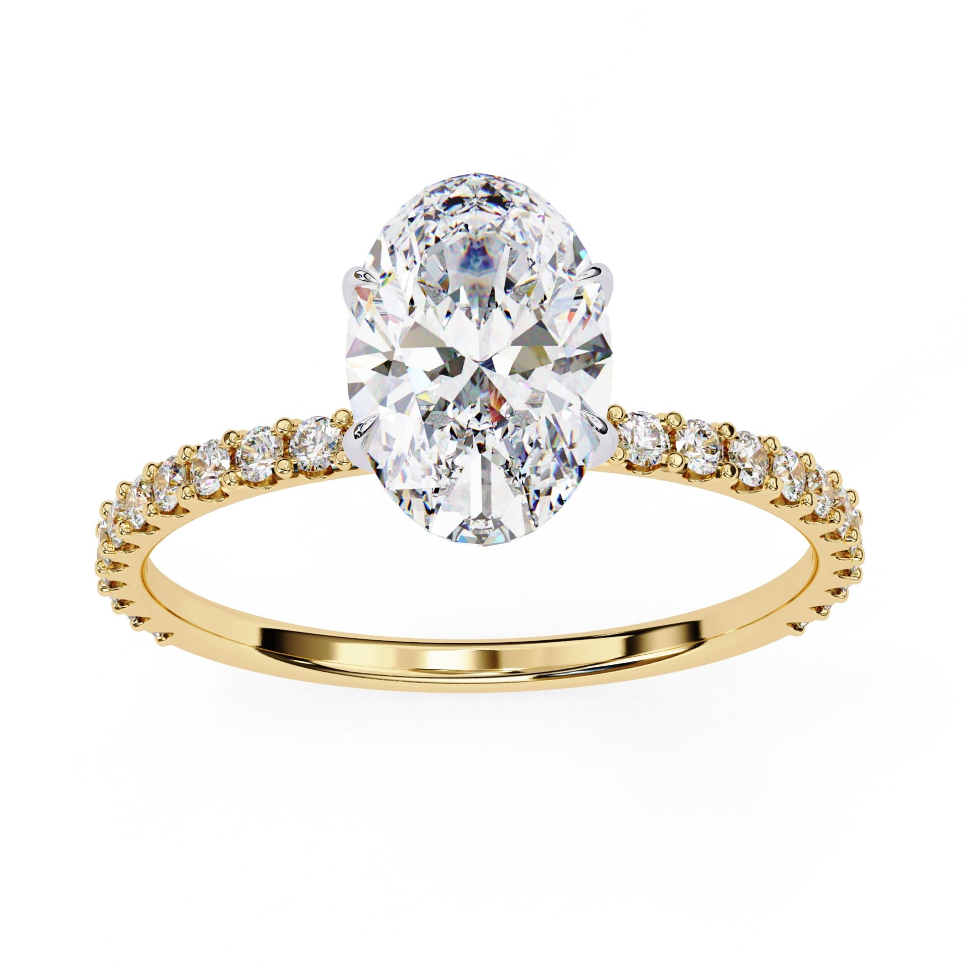 Modern Oval Cut Lab Diamond Solitaire Accent Ring