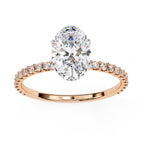 Modern Oval Cut Lab Diamond Solitaire Accent Ring