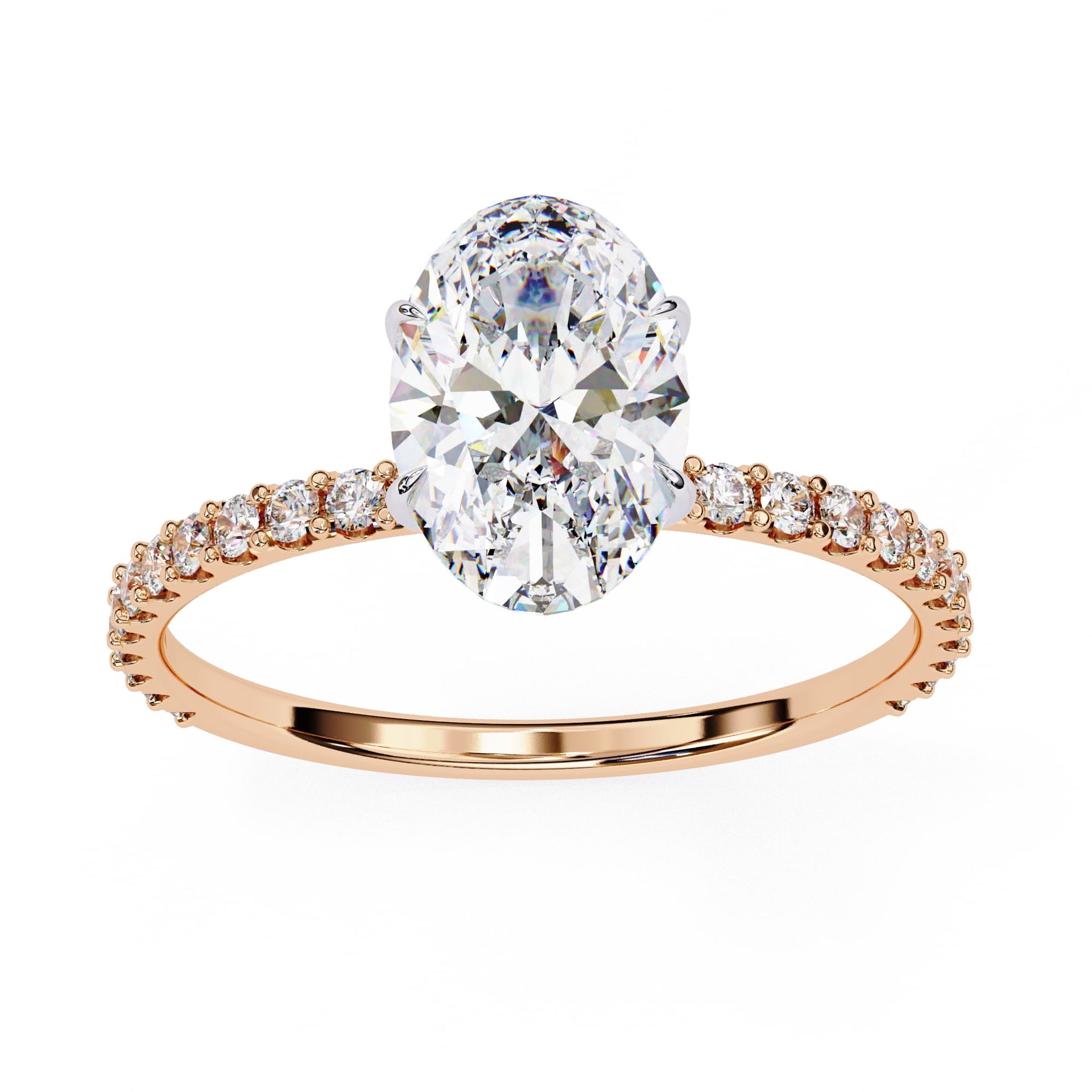 Modern Oval Cut Lab Diamond Solitaire Accent Ring