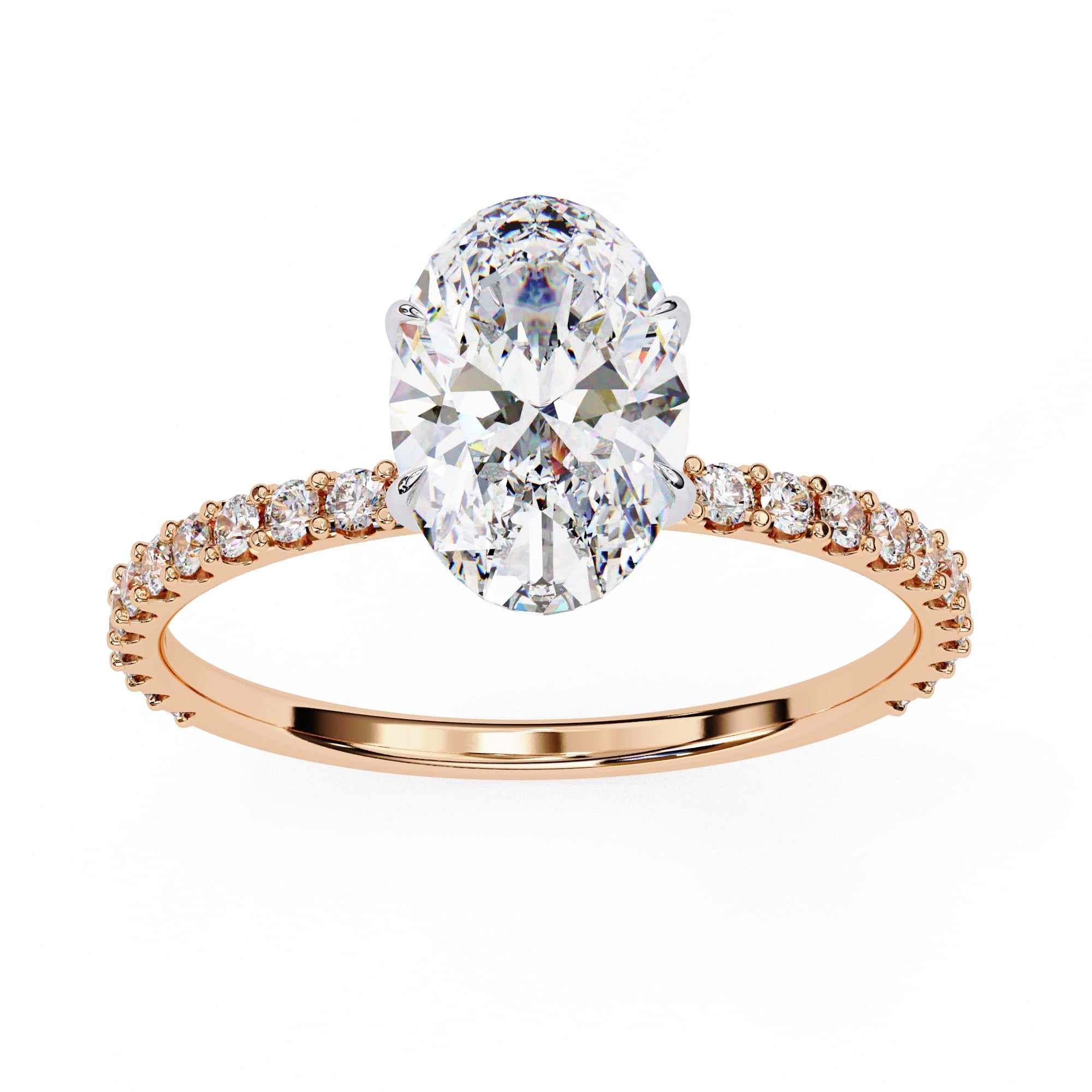 Modern Oval Cut Lab Diamond Solitaire Accent Ring