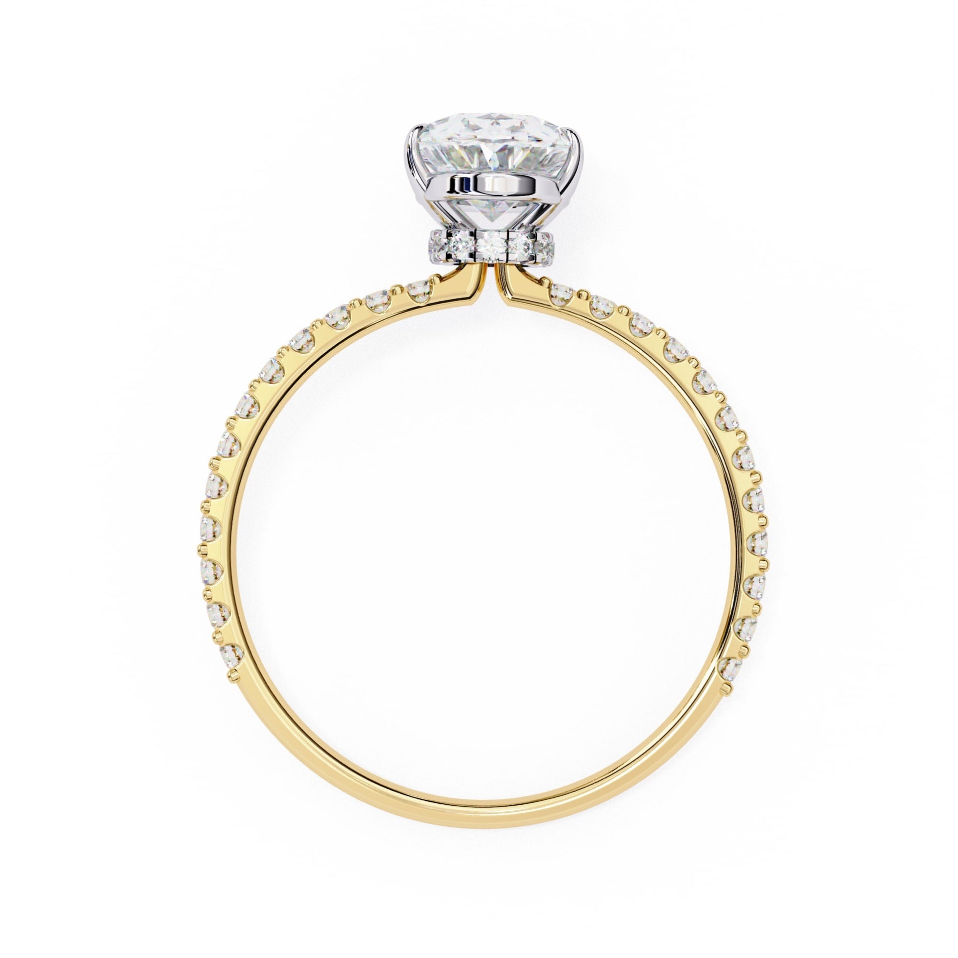 Modern Oval Cut Lab Diamond Solitaire Accent Ring