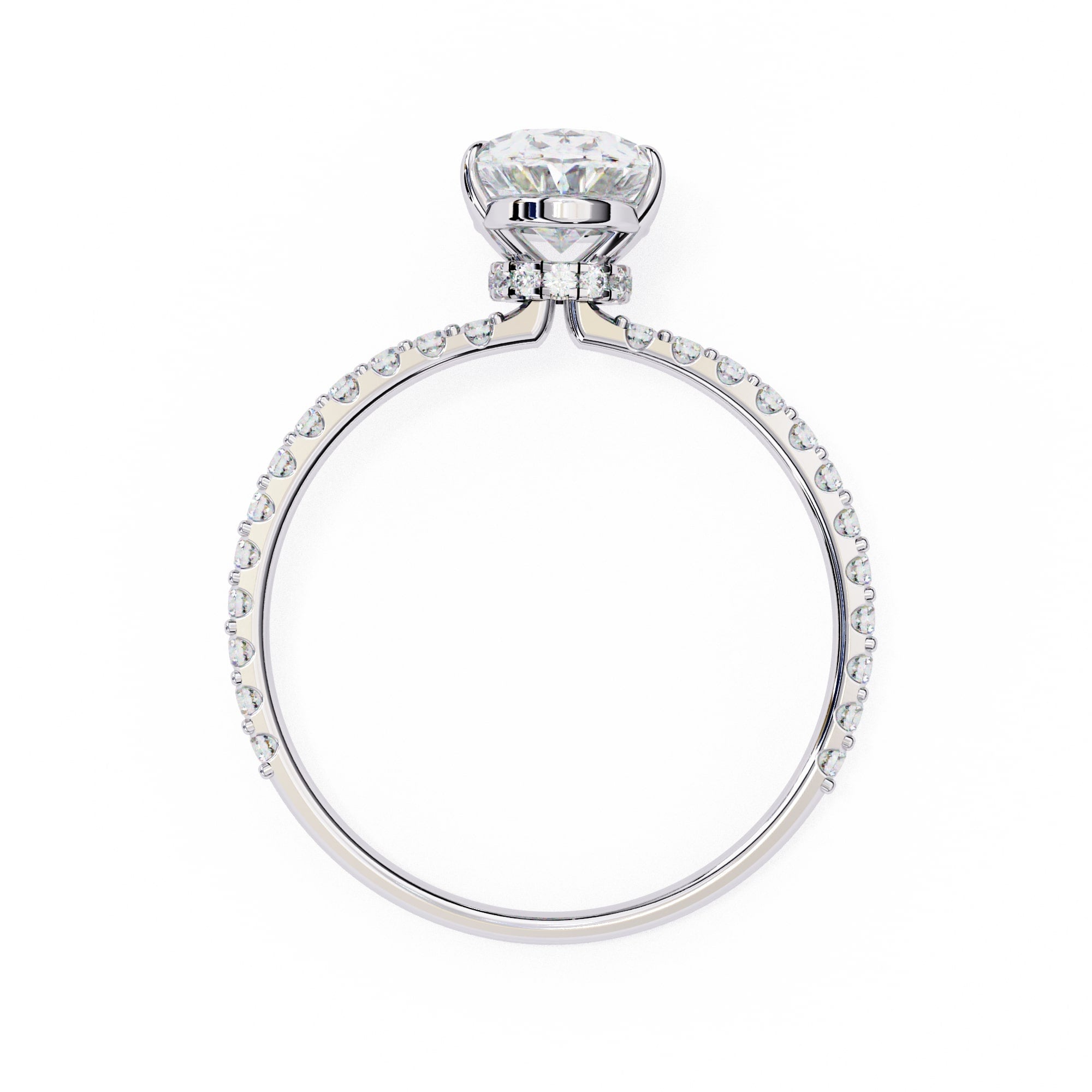 Modern Oval Cut Lab Diamond Solitaire Accent Ring