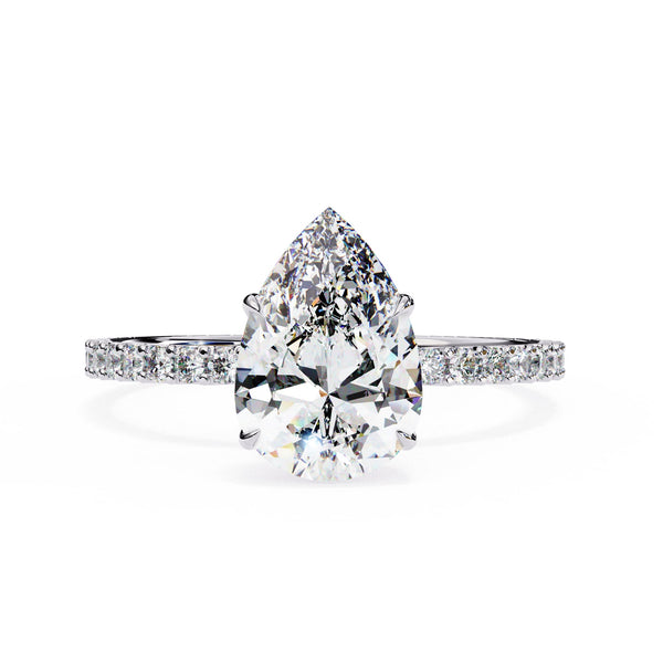 Pear Diamond Solitaire Accent Engagement Ring