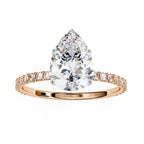 Pear Diamond Solitaire Accent Engagement Ring