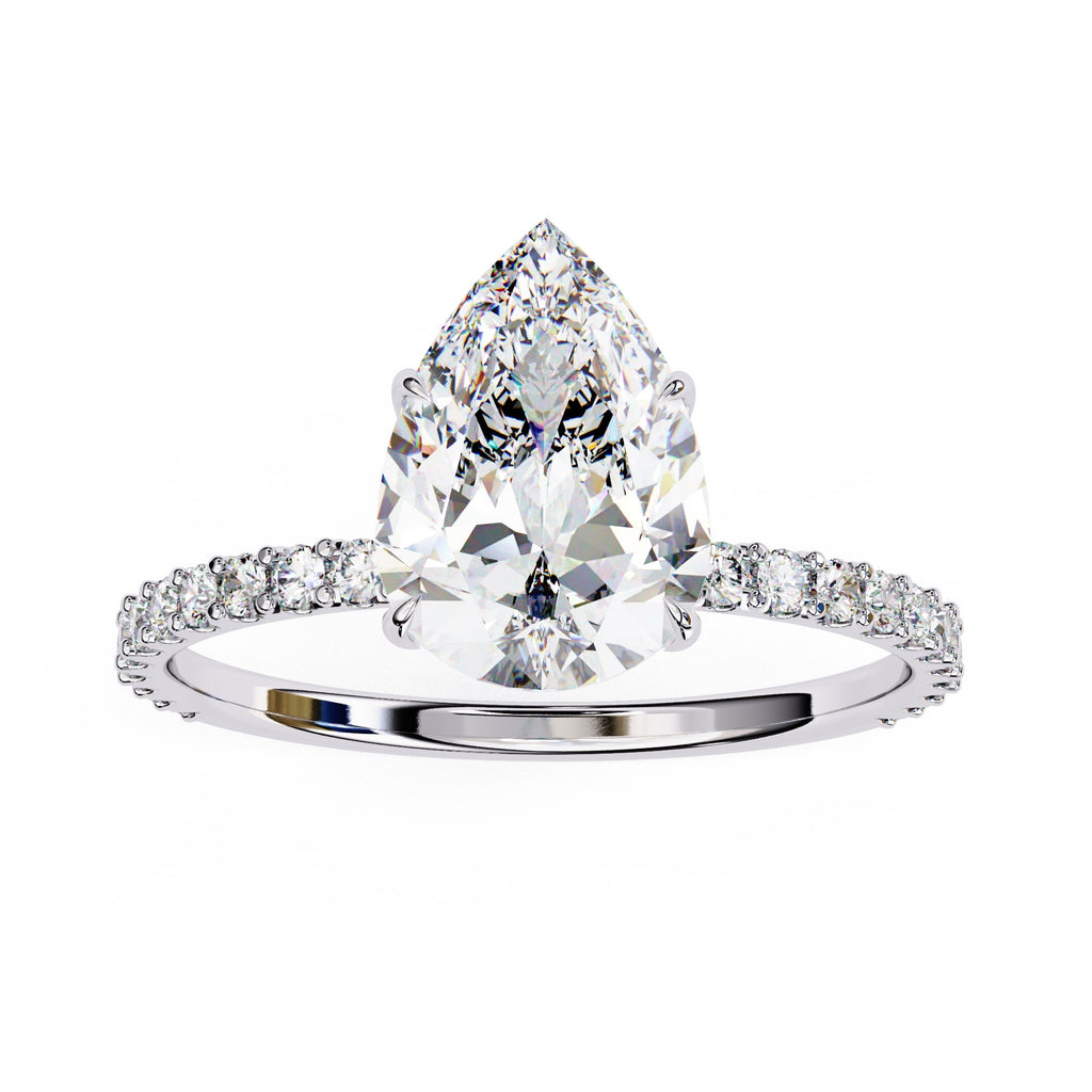 Pear Diamond Solitaire Accent Engagement Ring