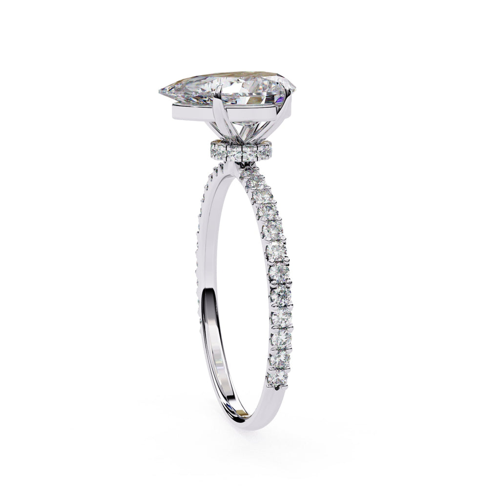 Pear Diamond Solitaire Accent Engagement Ring