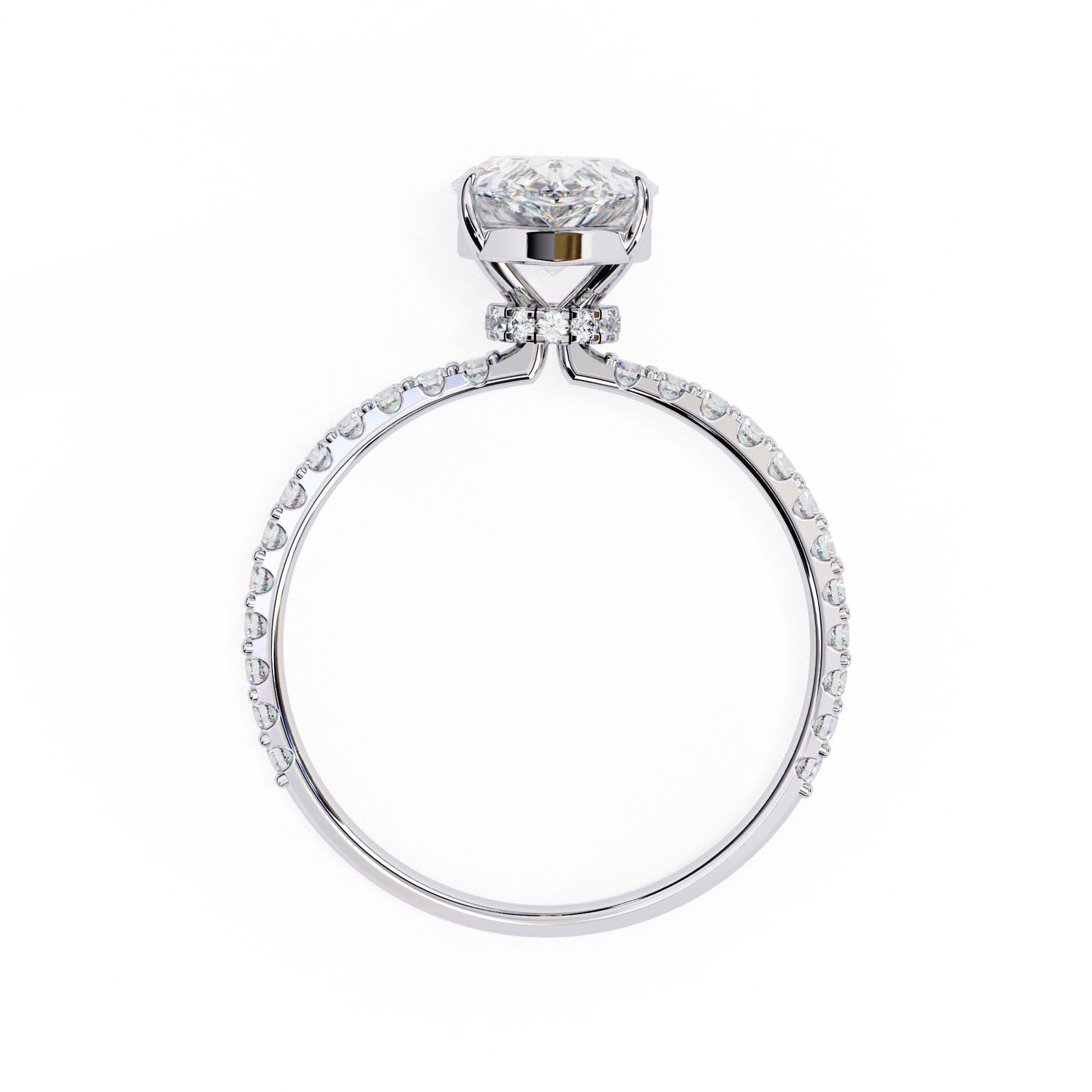 Pear Diamond Solitaire Accent Engagement Ring