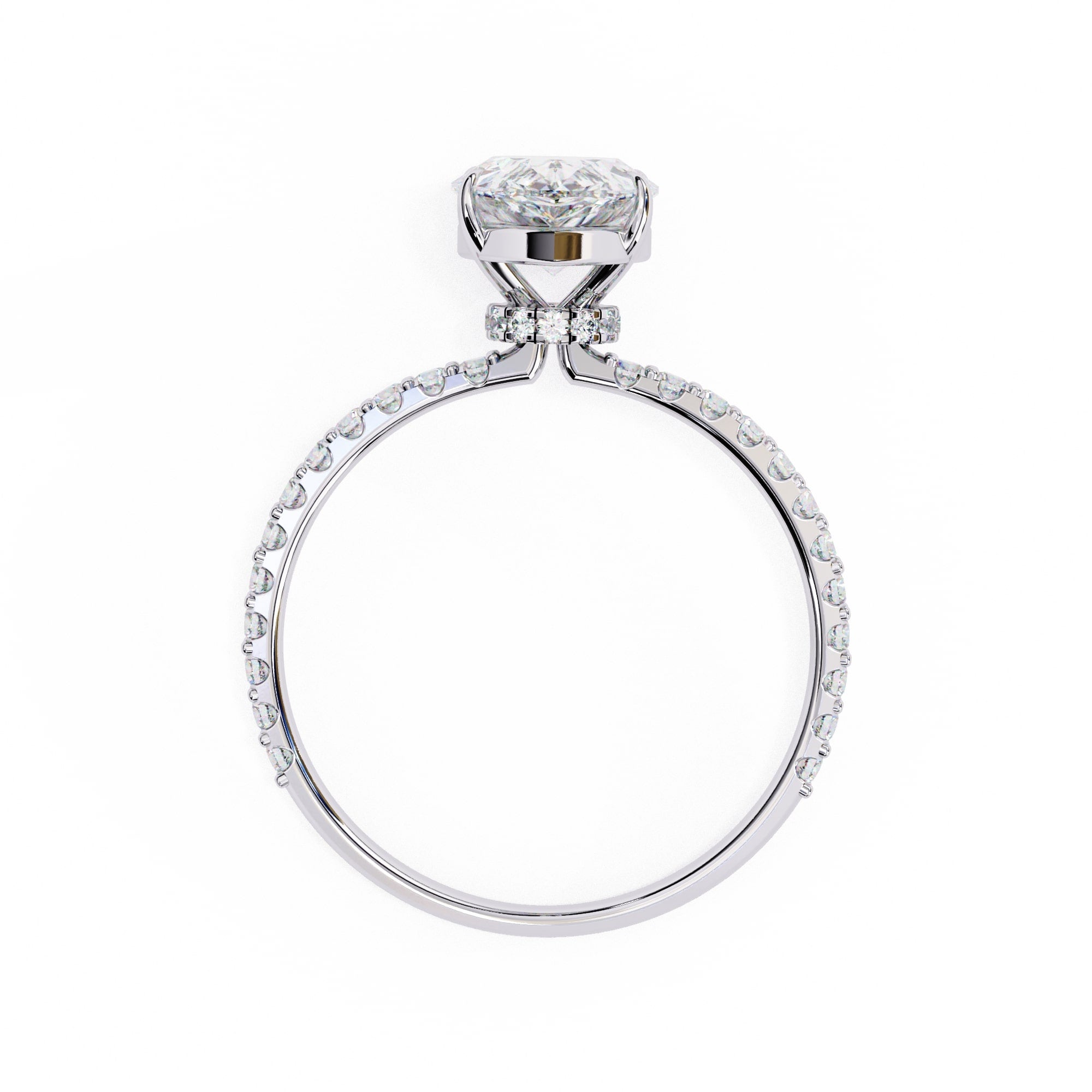 Pear Diamond Solitaire Accent Engagement Ring