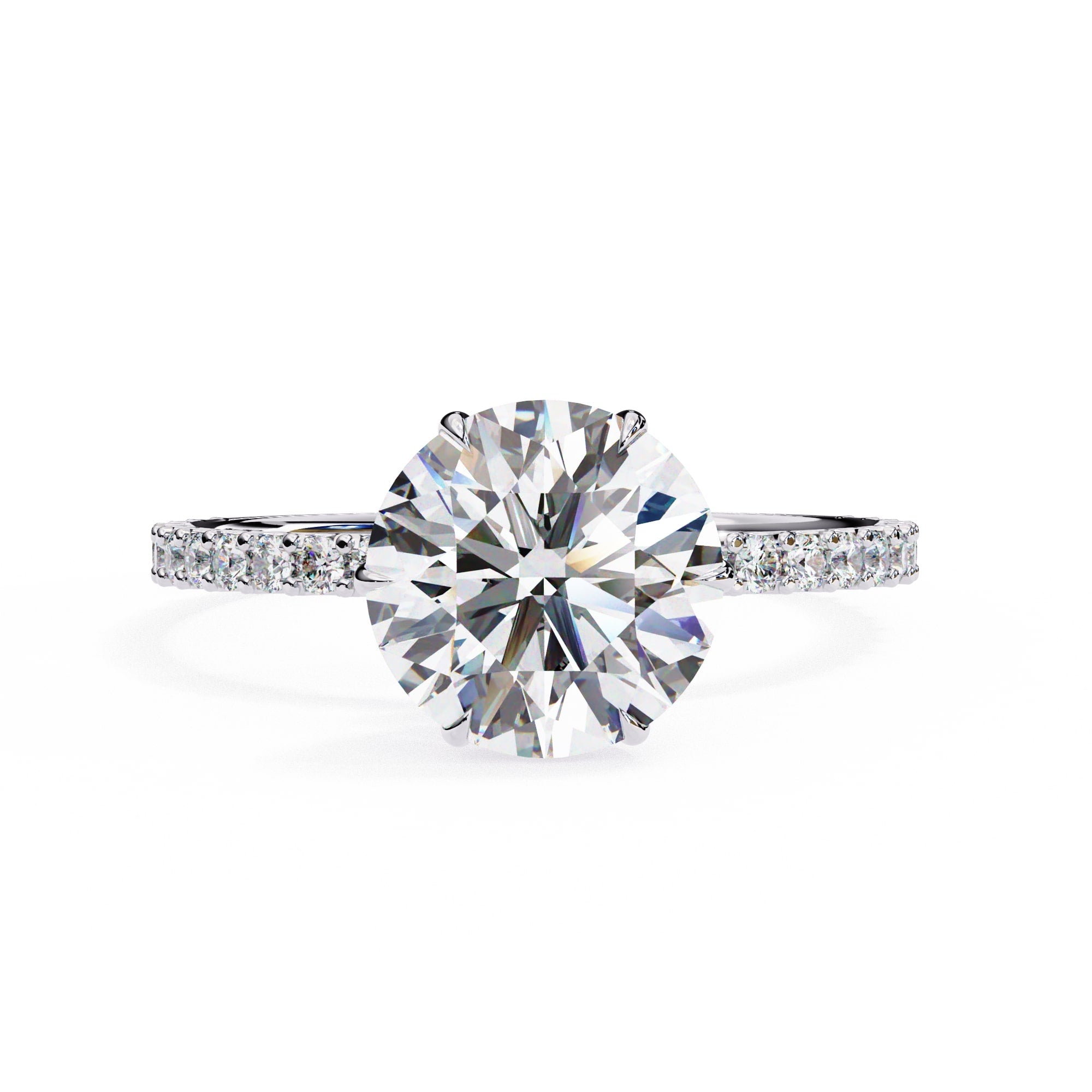 Round Diamond Solitaire Accent Engagement Ring