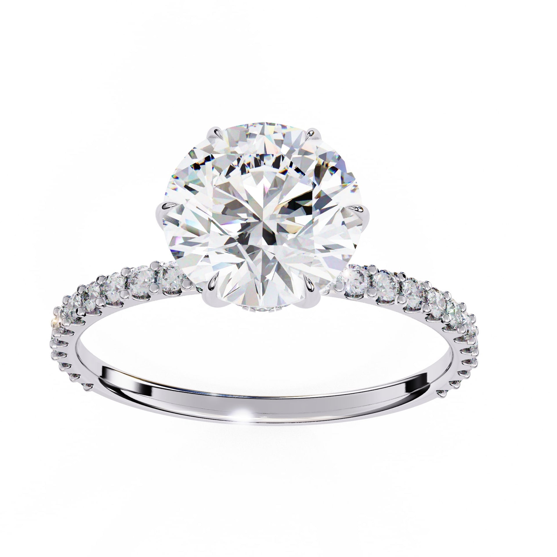 Round Diamond Solitaire Accent Engagement Ring