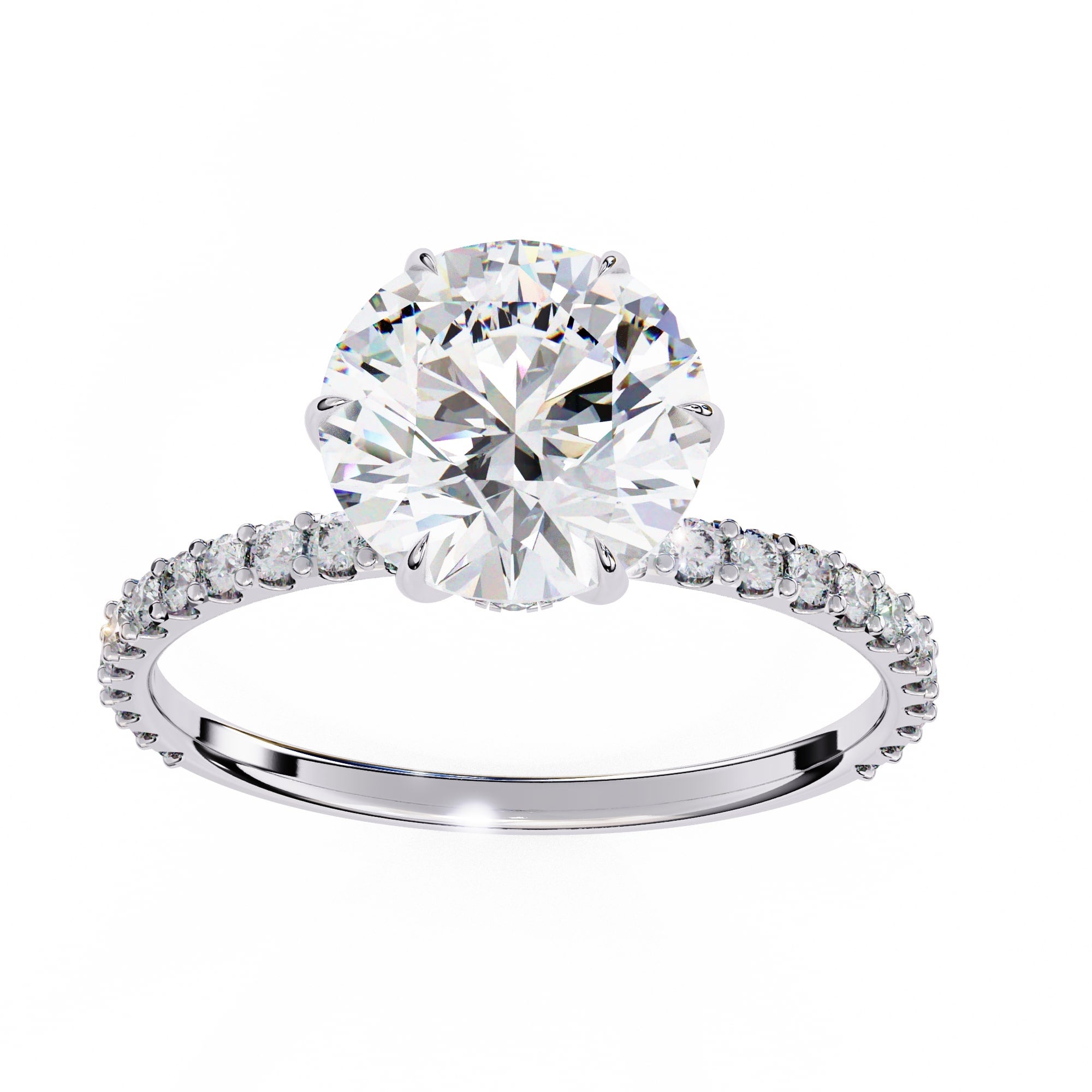 Round Diamond Solitaire Accent Engagement Ring