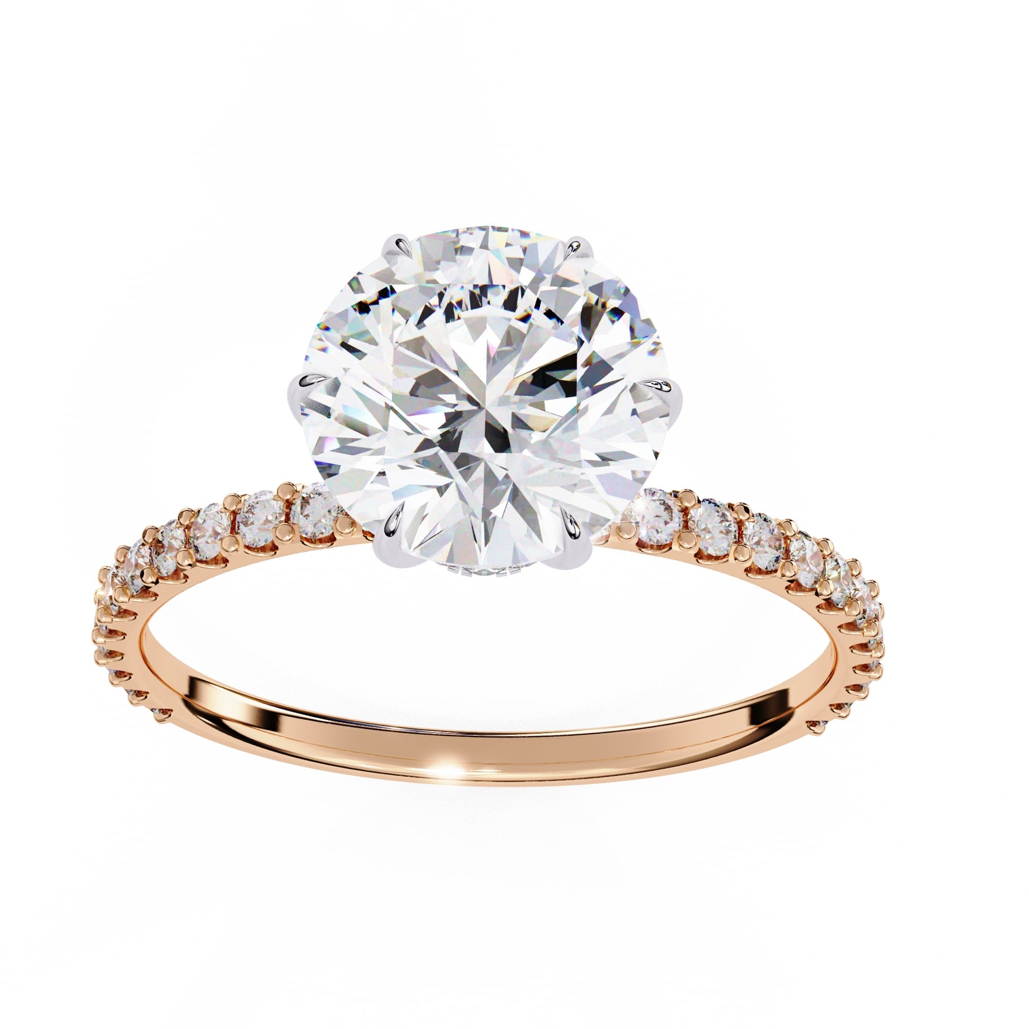 Round Diamond Solitaire Accent Engagement Ring