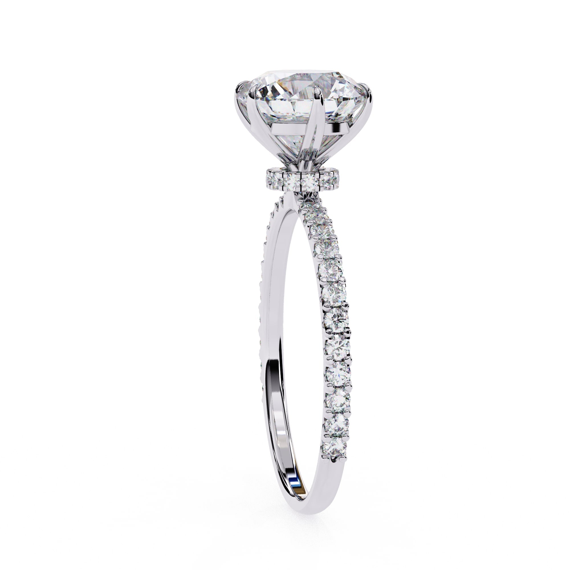 2.21 carat round cut lab diamond ring for engagement made with a 18kt white gold.